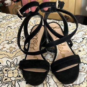 SAM EDELMAN LEATHER STRAPPY HEELS 5.5